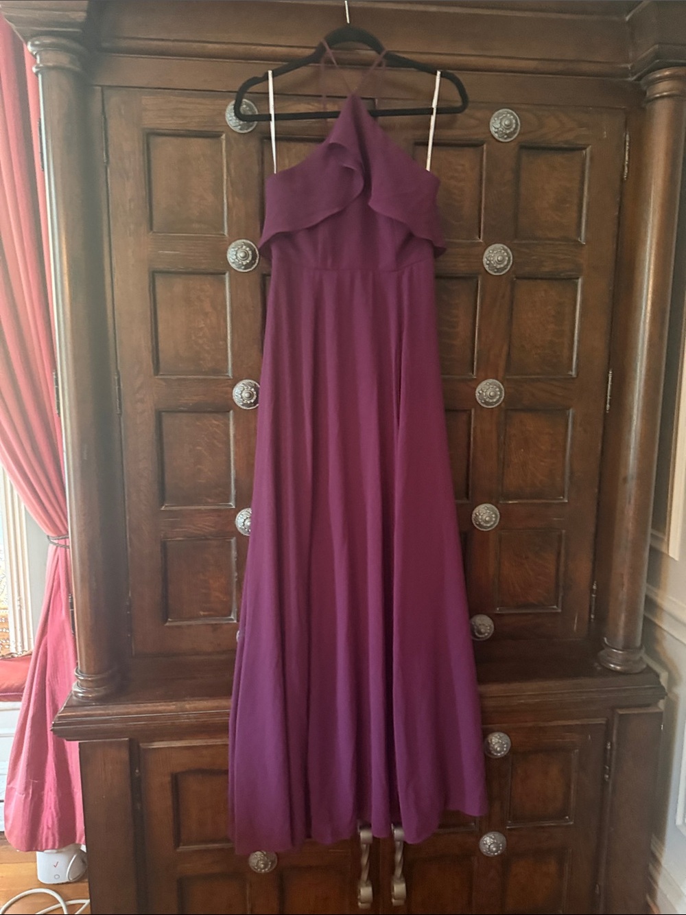 Lulu's Plum Halter Ruffle Maxi Dress